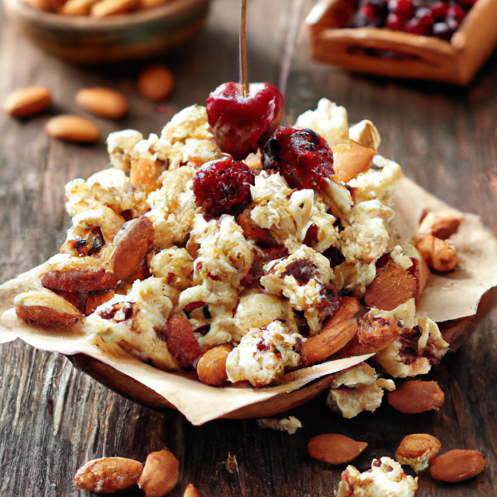 Cherry Almond Popcorn Clusters