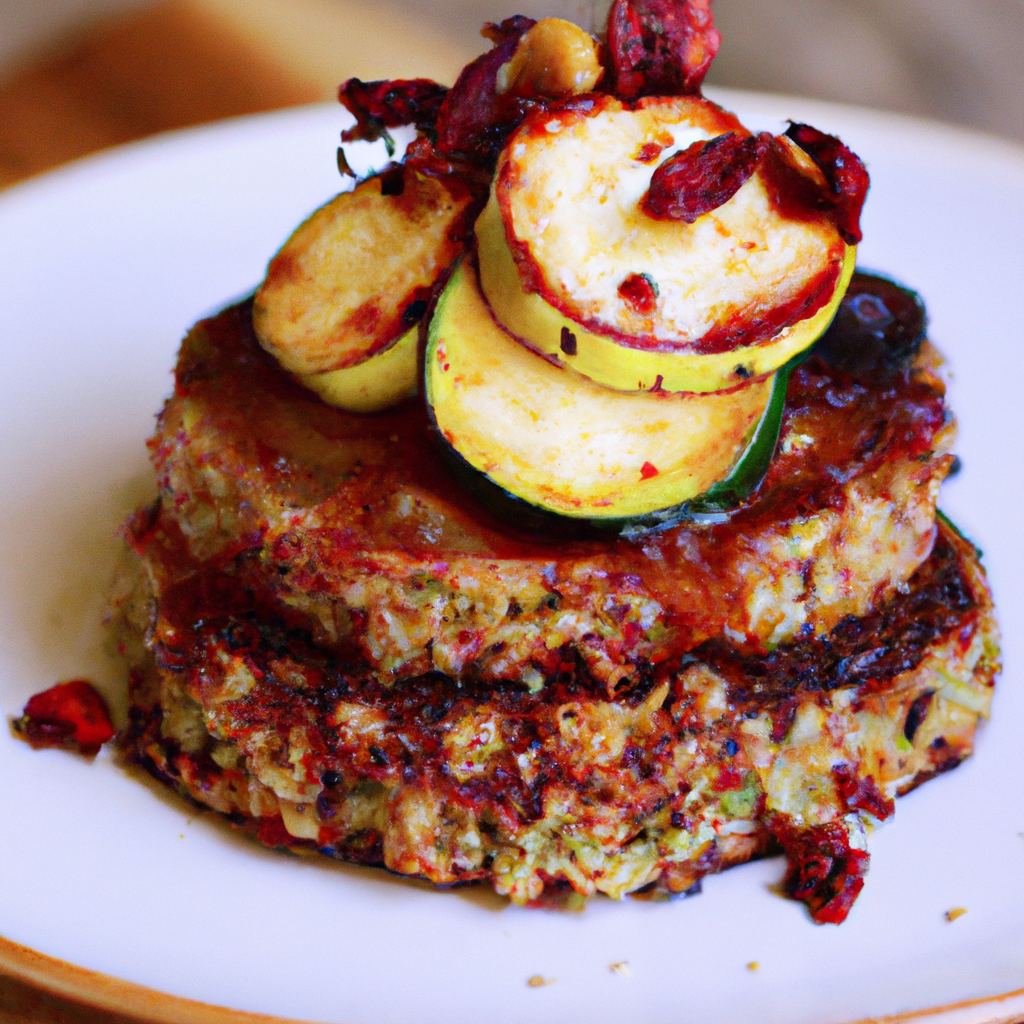 Gluten Free Vegan Rhubarb Zucchini Quinoa Pancakes With Blueberry Banana Syrup