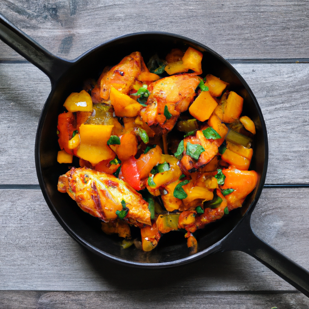Pepper Medley Chicken With Peaches