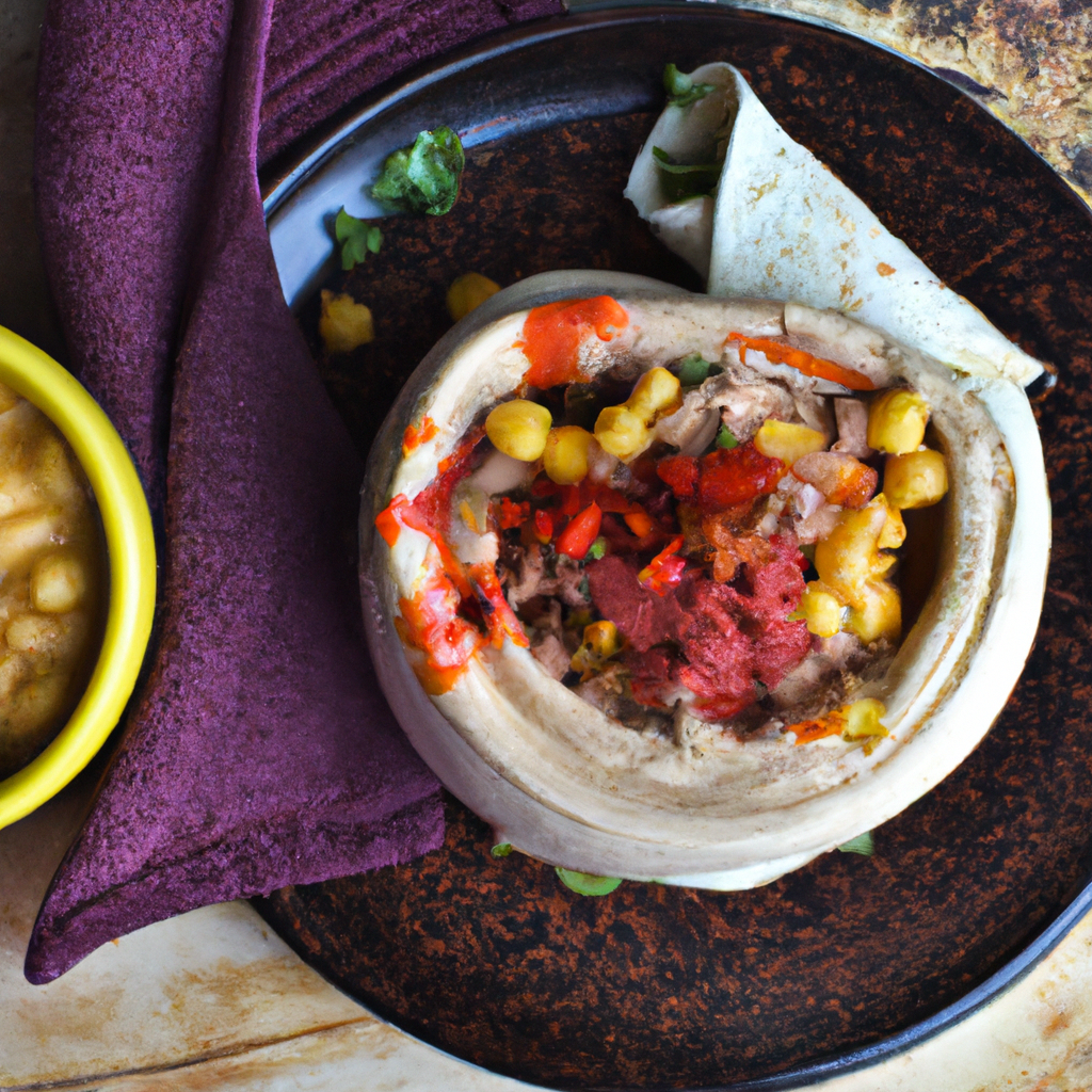 Mixed Bean And Avocado Hummus Burrito With A Lot Of Heat