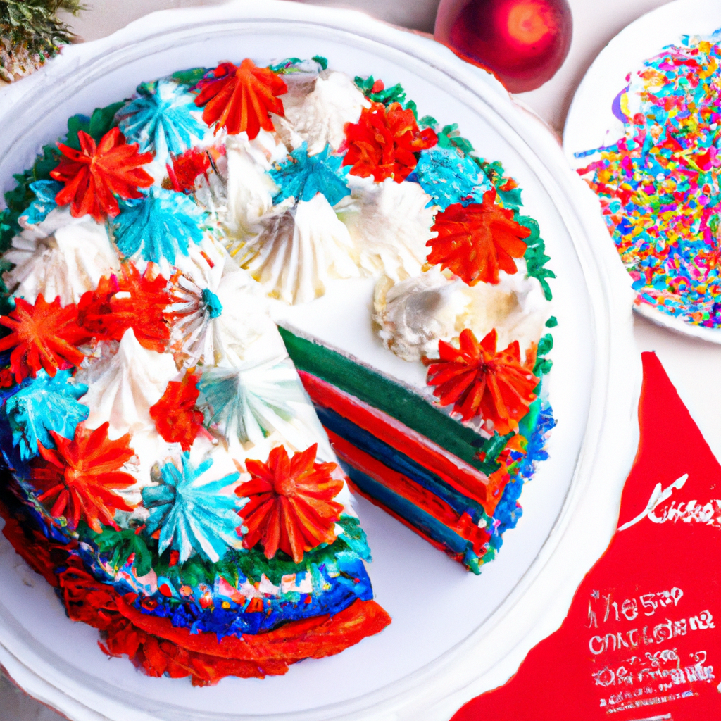 Christmas Rainbow Poke Cake