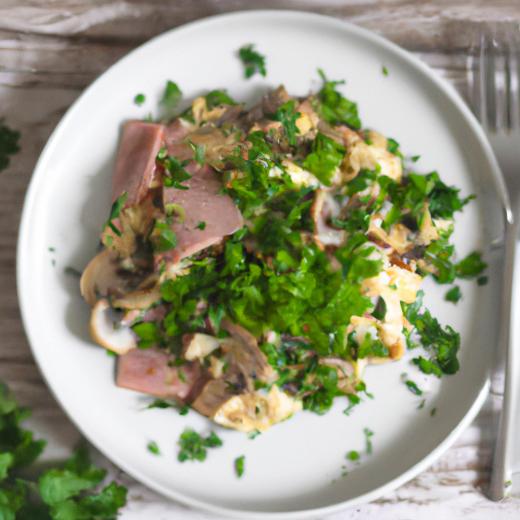 Mushroom Scrambled Ham And Eggs