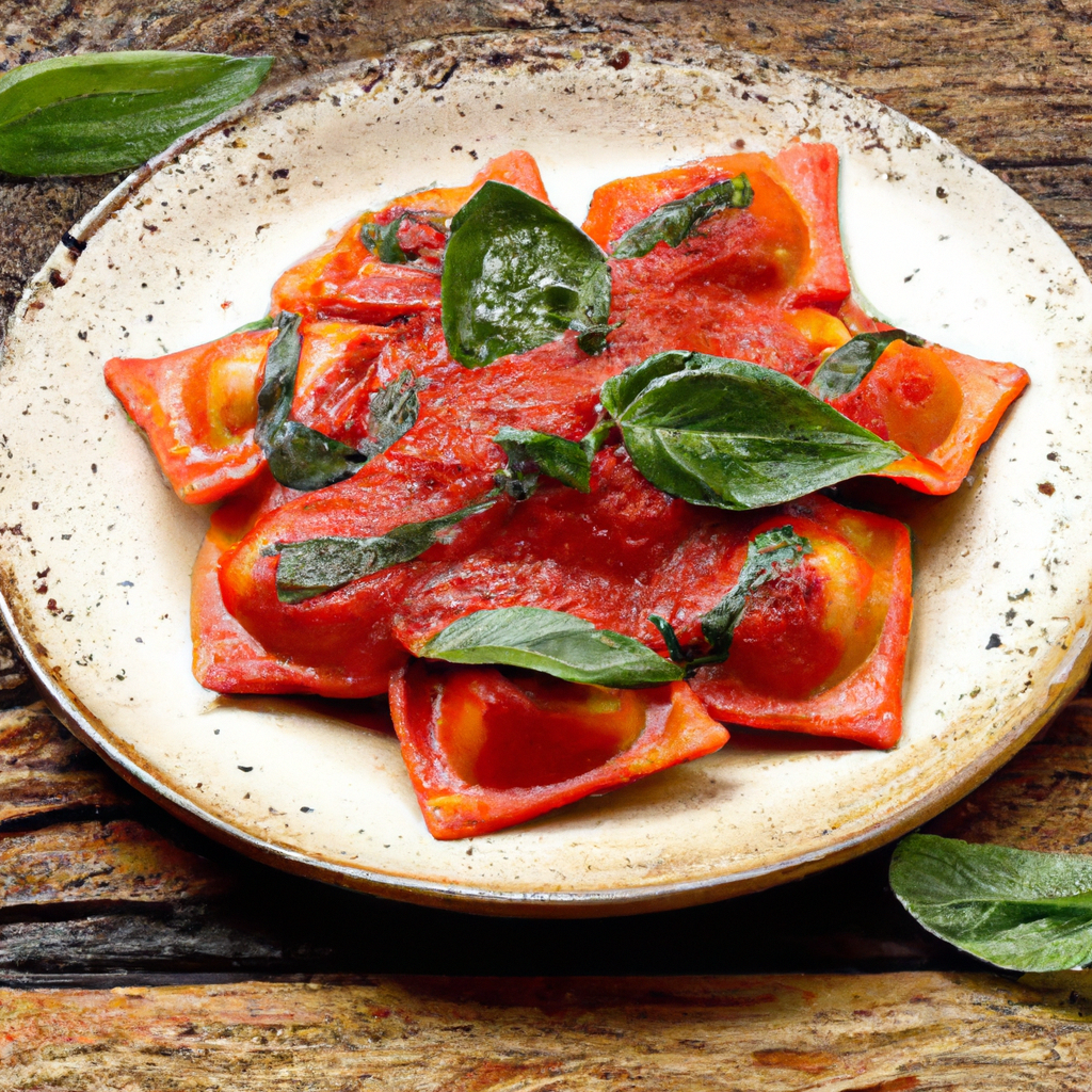 Spinach And Ricotta Ravioli With Marinara