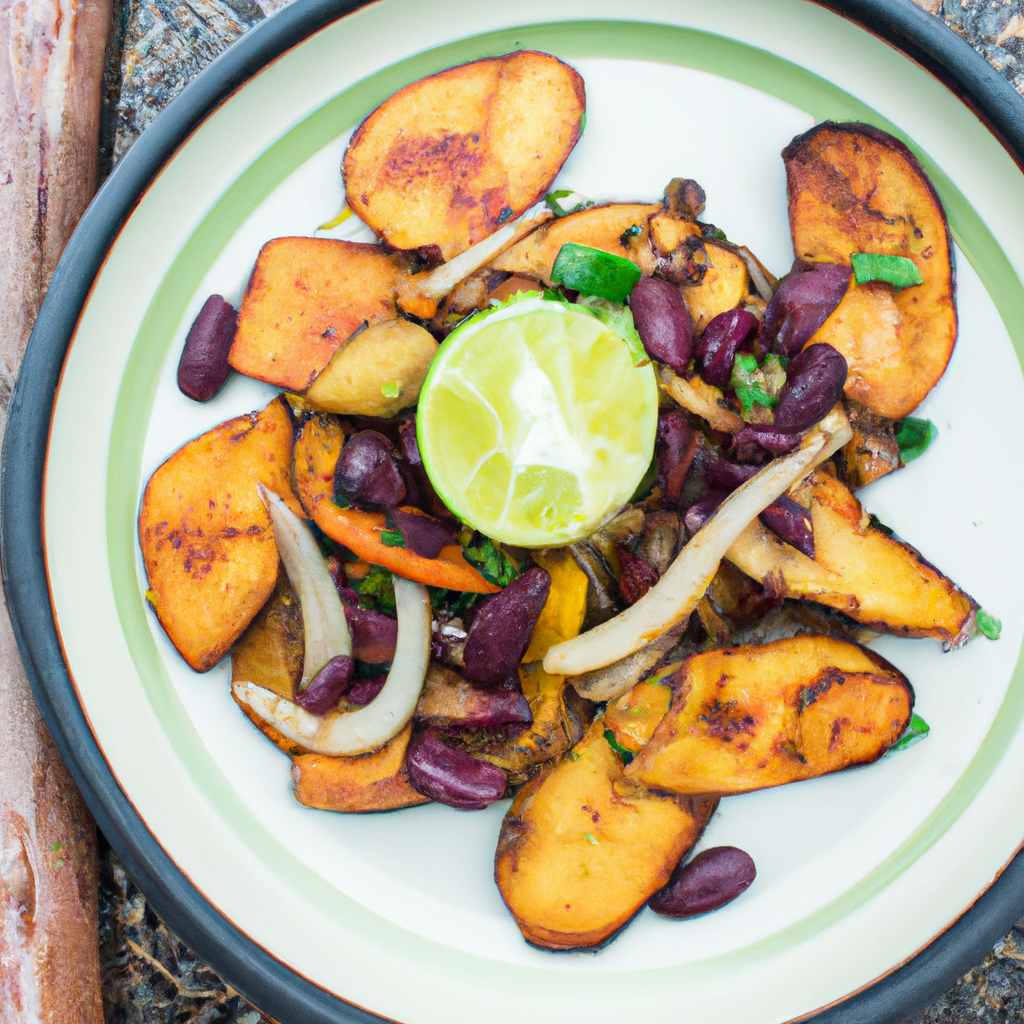 Grilled Plantains With Black Bean Salad