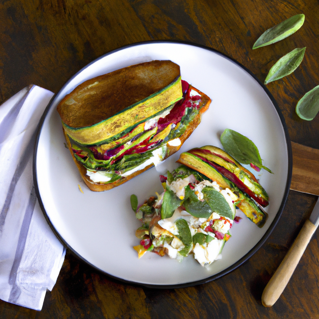Grilled Vegetable And Feta Sandwich