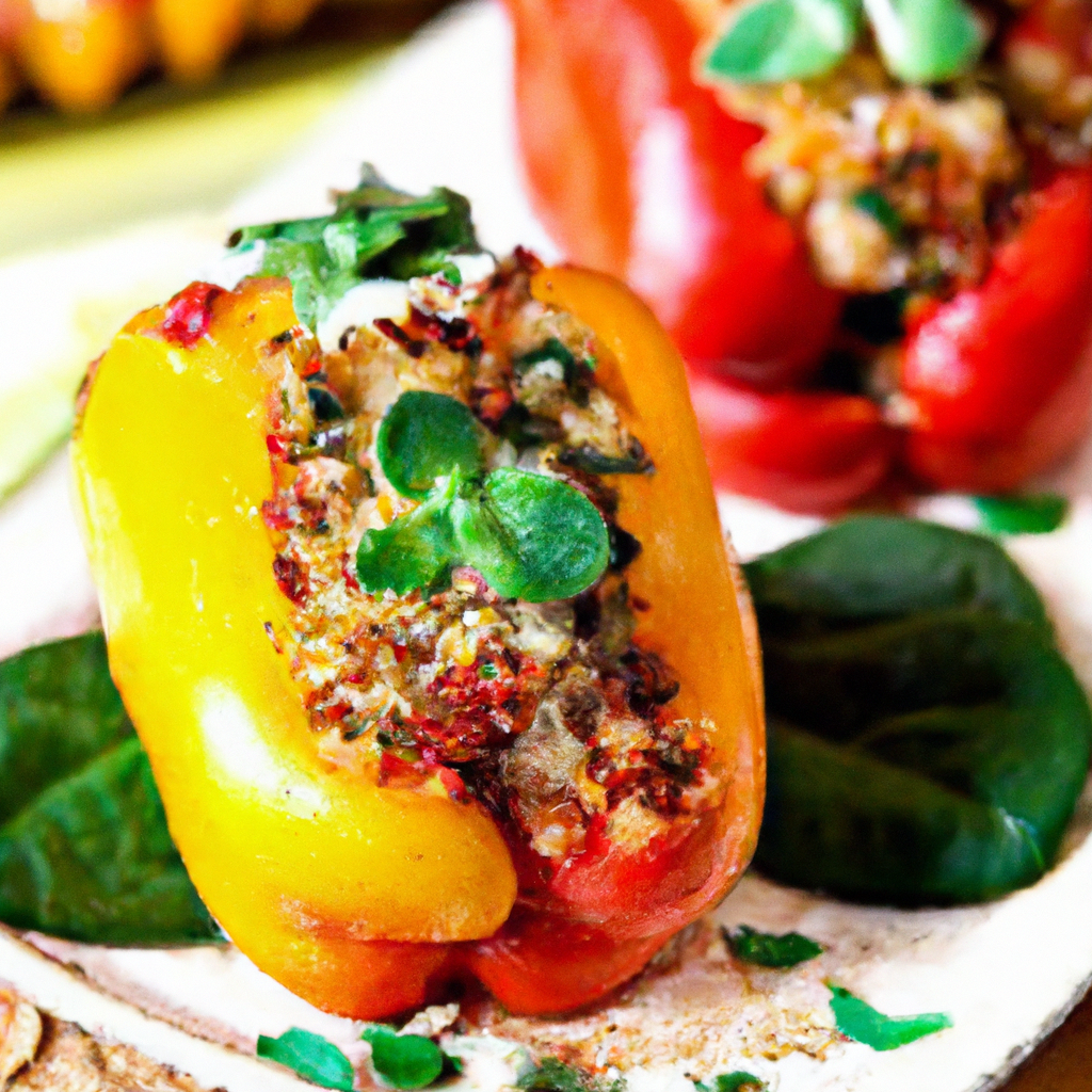 Greek Style Spinach And Feta Stuffed Peppers
