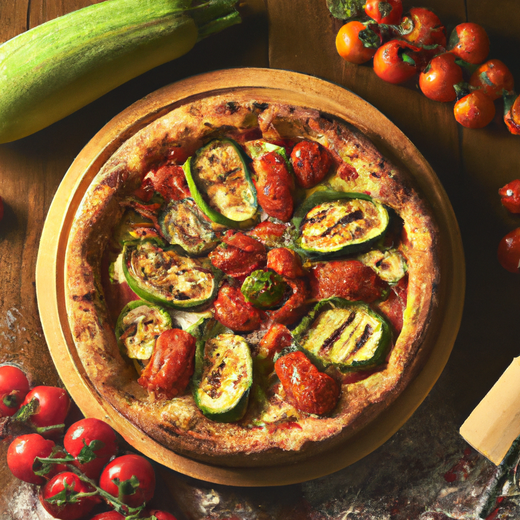 Grilled Vegetable And Tomato Pizza