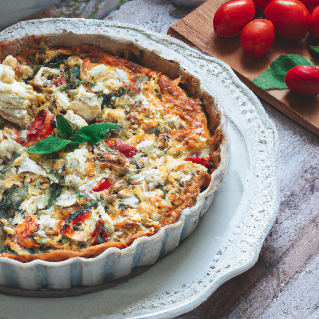Roasted Vegetable And Feta Quiche
