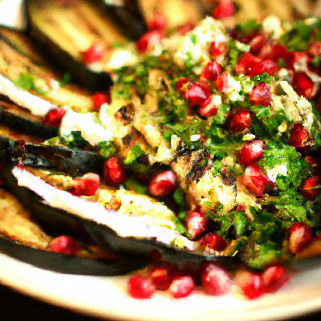 Roasted Eggplant With Pomegranate And Mint