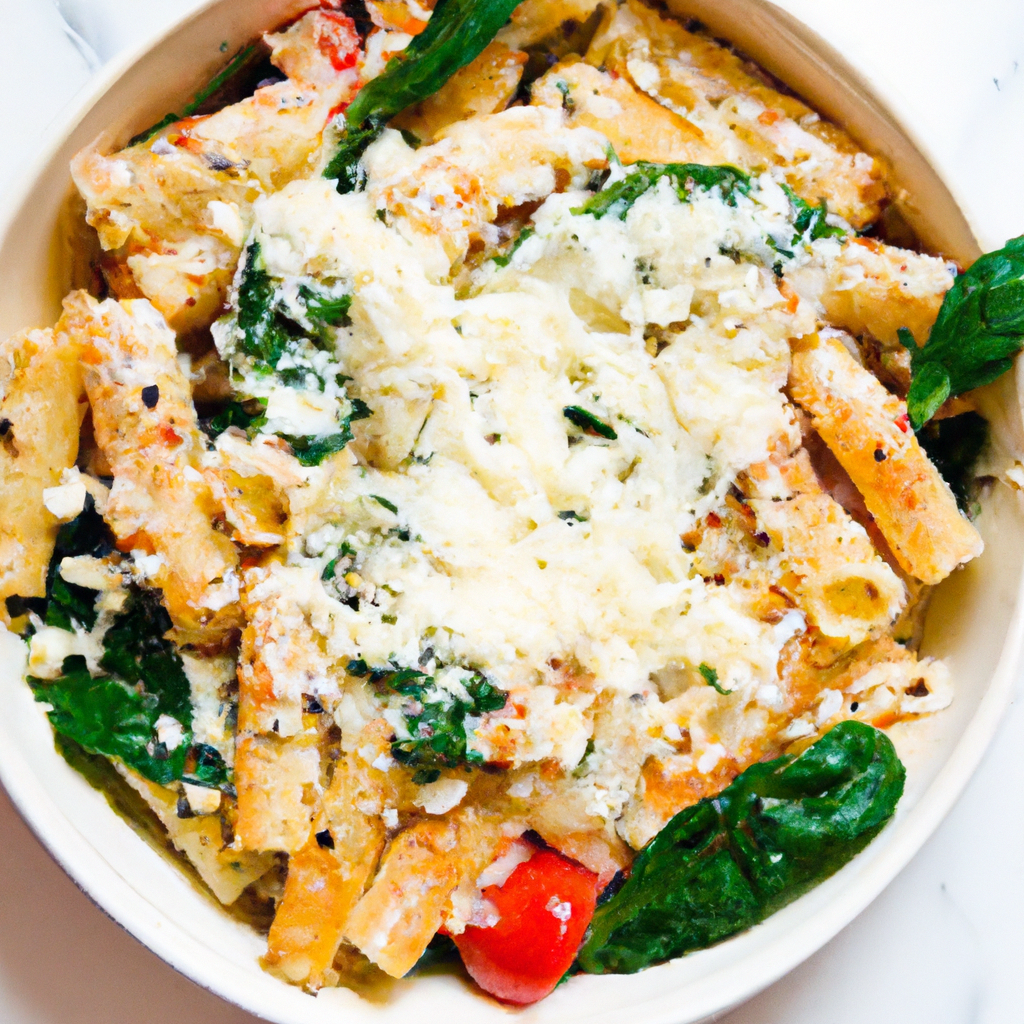Mediterranean Spinach And Feta Pasta Bake