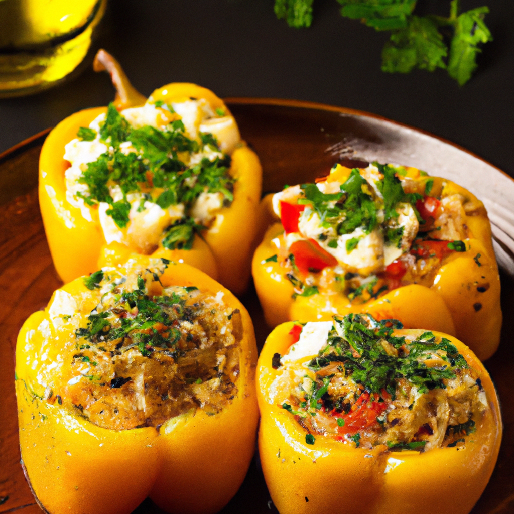 Greek Lemony Rice Stuffed Peppers