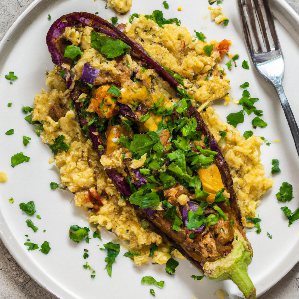 Couscous And Vegetable Stuffed Eggplant