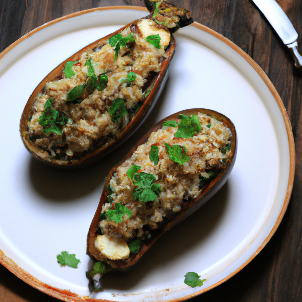 Peruvian Style Stuffed Eggplant With Quinoa