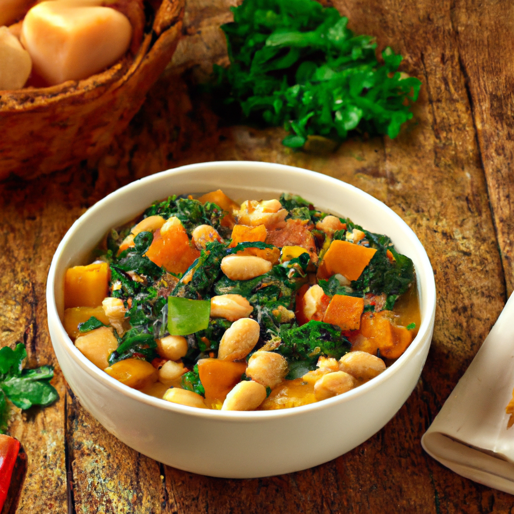 Feij&atilde;o Branco Com Ab&oacute;bora E Espinafre White Beans With Pumpkin And Spinach
