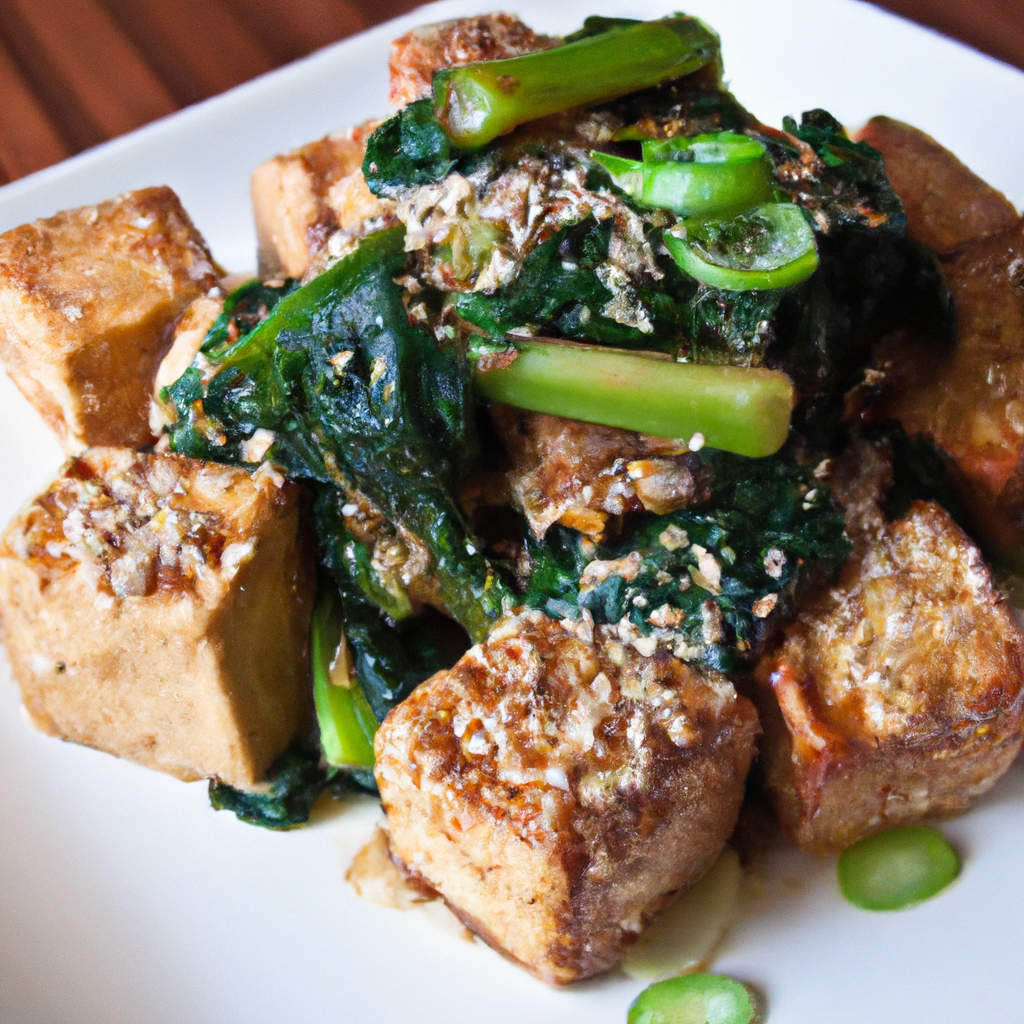 Stir Fried Korean Tofu With Spinach
