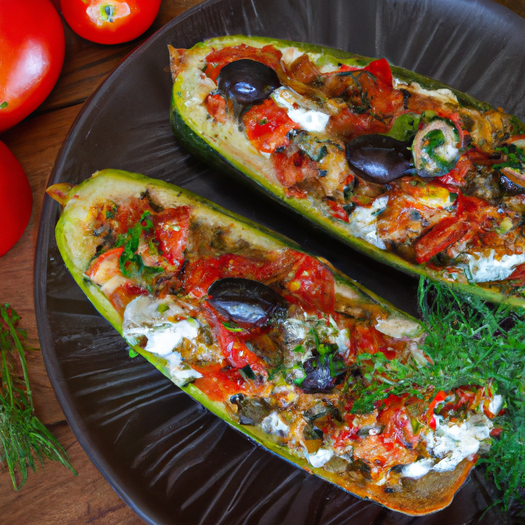 Stuffed Zucchini With Tomatoes And Olives