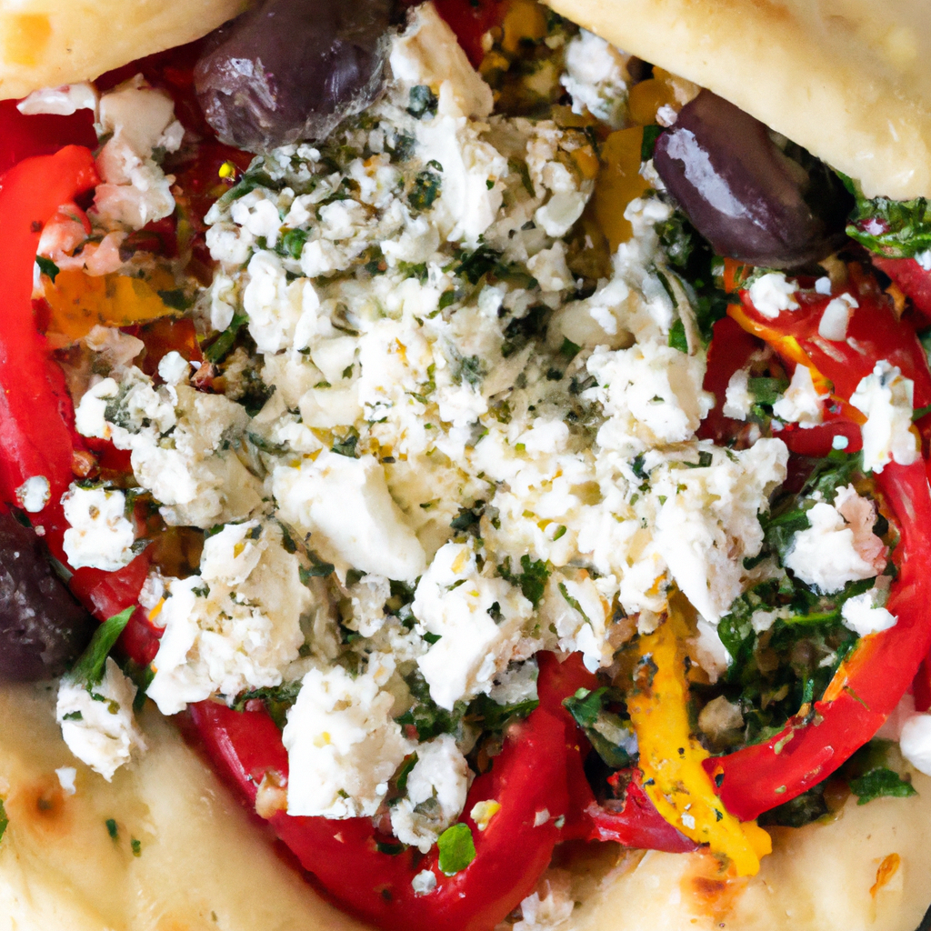 Roasted Red Pepper And Feta Stuffed Pita
